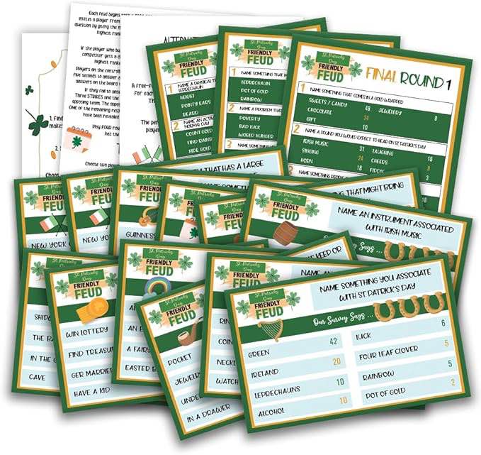 QOFO St. Patrick's Day Party Friendly Feud Game,St.Patrick's Day Family Feud,Holiday Party,St.Patrick's Day Party Game,Class Party Game,Family Feud Quiz,Family Activity,Feud Trivia Quiz-1