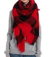 Wander Agio Womens Warm Blanket Scarf Square Winter Shawls Large Scarves Stripe Plaid Red Black 26