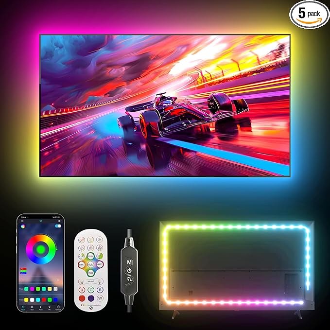 MORIACC TV Backlight, LED Lights for TV with Remote,Music Sync,USB Powered,16.4FT RGB TV Lights Back