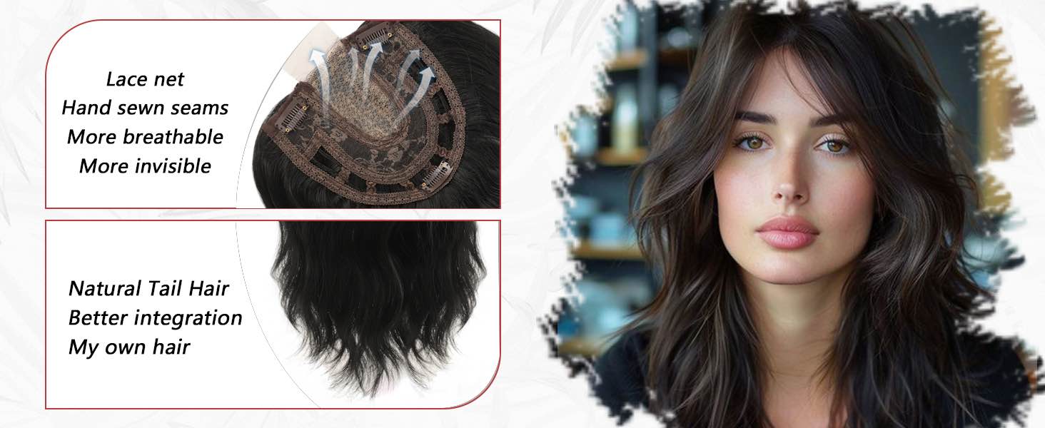 Doremi Hair Toppers for Women with Thinning Hair, 20inch Wavy, Synthetic, Casual, 6.5" x 6.5"