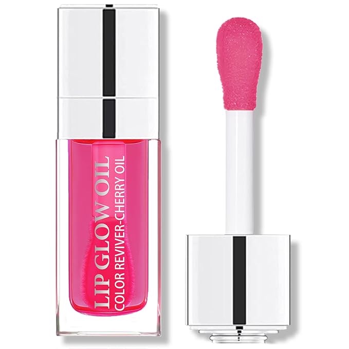 Plumping Lip Oil, Hydrating Lip Gloss Tinted Lip Balm Lip Care Transparent Toot Lip Oil, Long Lasting Nourishing Lip Glow Oil Non-sticky Big Brush Moisturizing Glossy Primer Lip Tint (007# Raspberry)