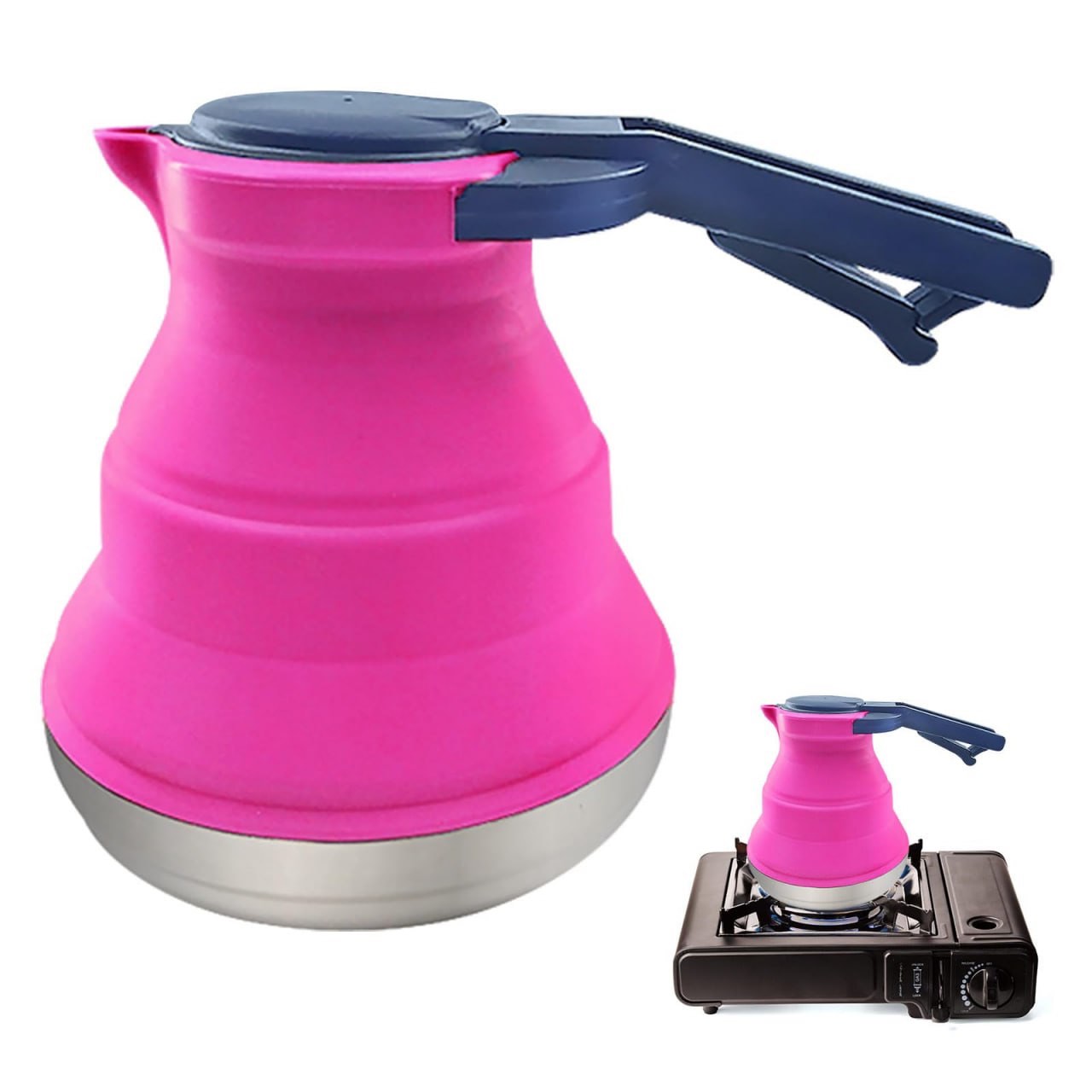 Silicone folding kettle Rose Red