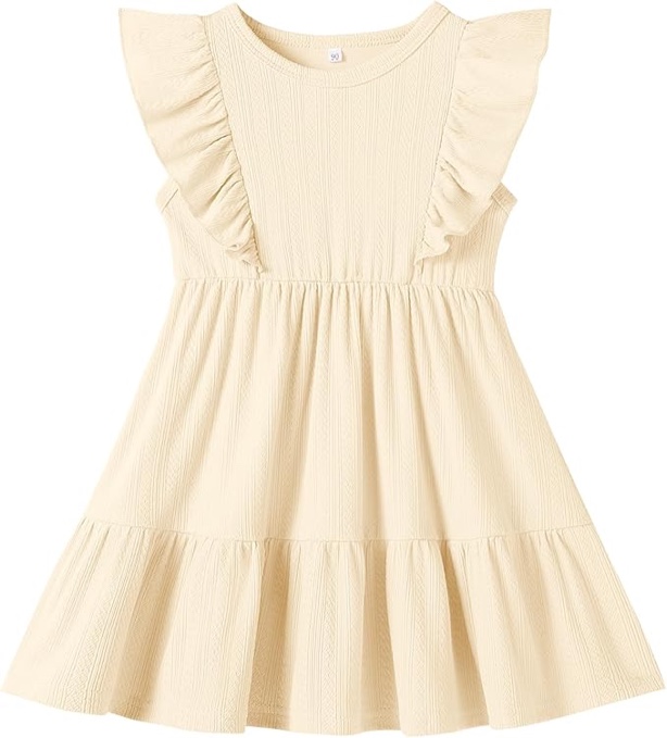 (Size 3T) U·nikaka Baby Girls Ruffles Dresses Sleeveless Toddler Party Princess Dresses Casual Little Girls Su