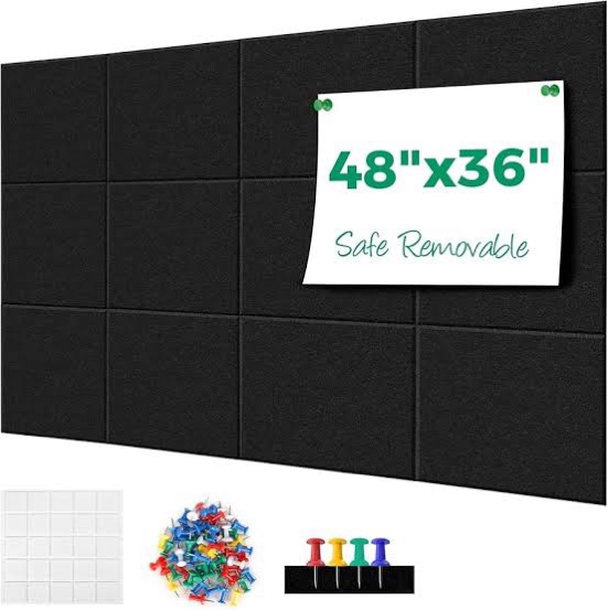 Large Cork Board Alternative, 20-Pack 60"x48" Felt Wall Tiles with Safe Removable Adhesive Tabs, Cor