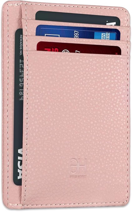 GH GOLD HORSE Slim RFID Blocking Card Holder Minimalist Leather Front Pocket Wallet for Women