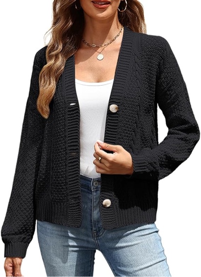 VIMPUNEC Womens Fall Casual Cardigan Sweaters Chunky Cable Knit Jackets Long Sleeve Open Front Coats - XL