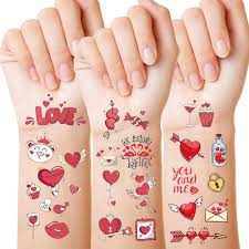Valentines Temporary Tattoos gifts for him her Valentines Decorations for Classroom Boys Girls Schoo