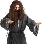 Spooktacular Creations Halloween Brown Wizard Curly Wig with Beard, Long Brown Funny Father Time Cos