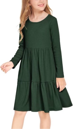 Arshiner Girls Sweater Dress Long Sleeve Knit Casual Swing Fall A-line Tiered Dresses with Pockets for 5-14 Years Kids