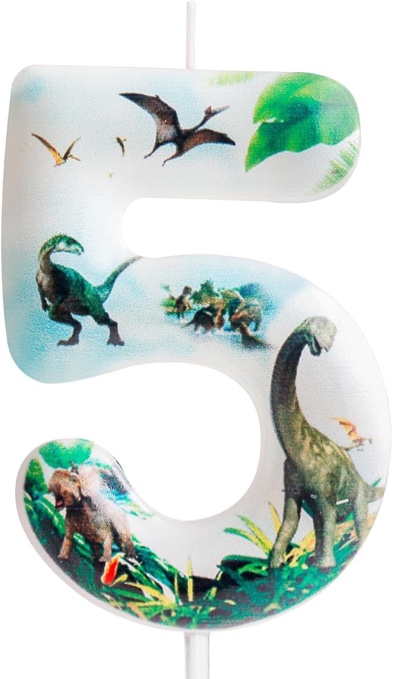 5th Birthday Candle Dinosaur Number 5 Candle Dinosaur Cake Decoration Birthday Party Supplies White