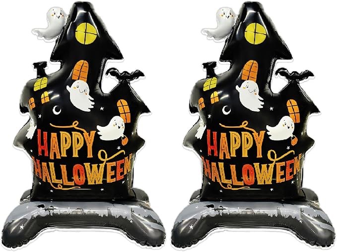 Halloween castle Balloons Standing Balloons Skeleton Scary Balloon With Base Balloon for Foil Hallow