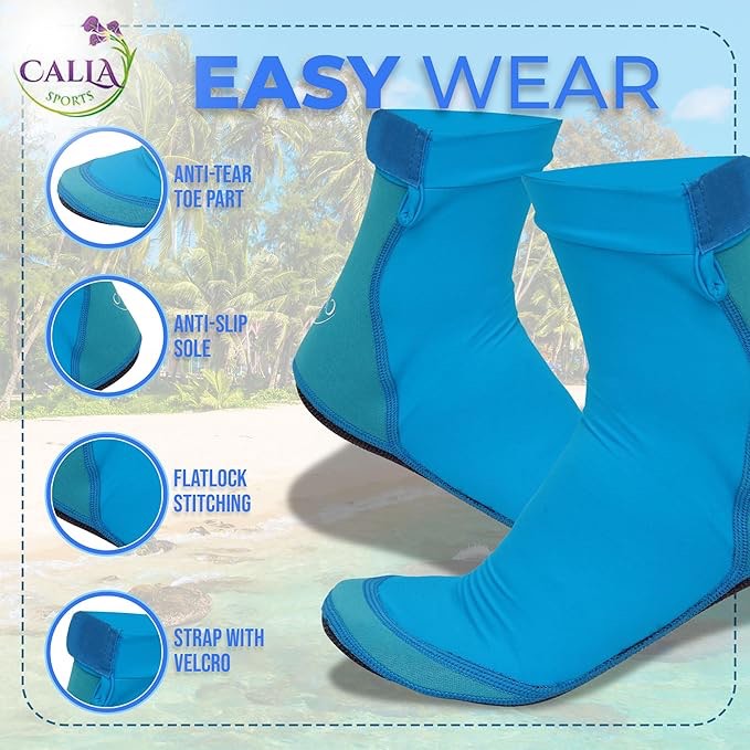 (Small) Neoprene Beach Socks - Water and Sand Socks for Men and Women