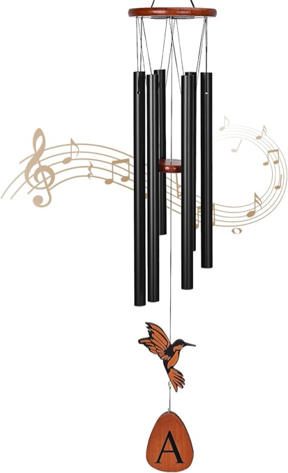 Janhavi Large Wind Chimes for Outside 37", Personalized Gift with Initials, Suitable for Garden Patio Decoration, Deep Tone Soothing Melodic, Memorial Wind Chime Gift for Mom Dad Grandma Grandpa (A)