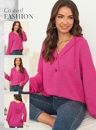 (Size M) Dokotoo Fall Sweatshirts for Women 2024 Cute Long Sleeve Pink Tops for Women Fashion Winter V Neck C