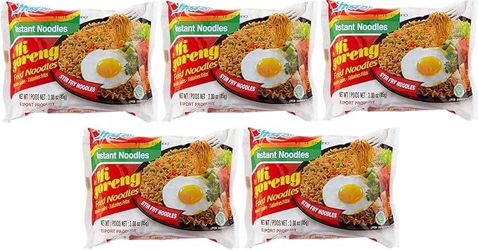 Indomie Mi Goreng Instant Stir Fried Noodles, Halal Certified, Original Flavor (Pack of 5) (Best before 09 Oct 2024)