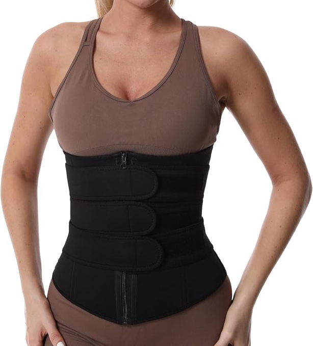 Vigorix JBT Waist Trainer for Women with Zipper and Three Belts Sweat Waist Cincher Trimmer Shaper for Tummy Control