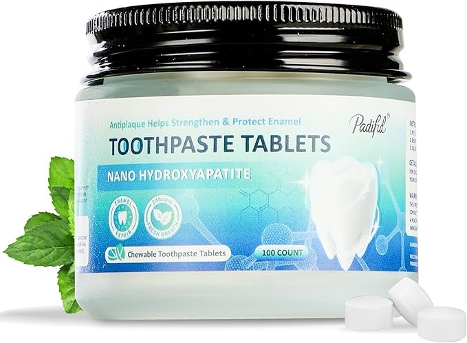 Toothpaste Tablets, Hydroxyapatite Chewable Toothpaste Tabs, Travel Mouthwash Tablets for Deep Cleaning, Fresh Breath, Enamel-Safe, Fluoride & Plastic Free (100 Count)