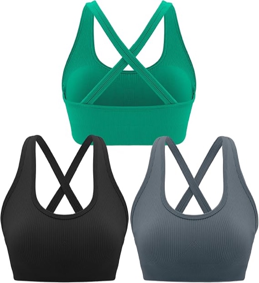 RUNNING GIRL Sports Bra for Women High Support, Criss-Cross Back Padded Strappy Sports Bras Yoga Bra with Removable Cups - XL