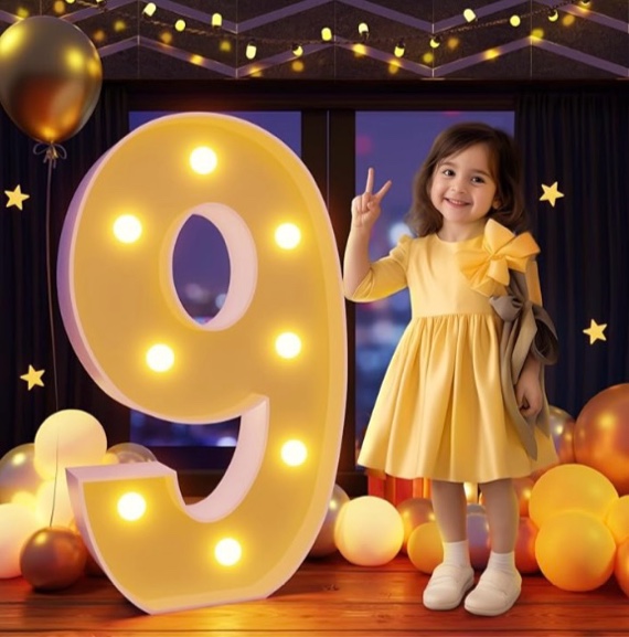 Coquette Birthday Decorations Black Bows: First Birthday Decorations for Girl Women 3FT Marquee Numbers 9th 19th 90th Light Up Sign Bow Backdrop Large Foam Board Number 9