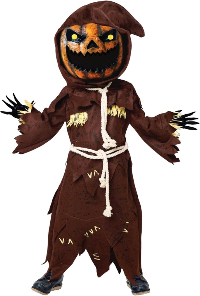 (Size 3T) Spooktacular Creations Scary Scarecrow Costume for Kids, Halloween Costume for Boys w/Pumpkin Head, Pumpkin Outfit for Boys