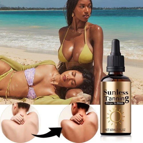 Sunless Tanning Drops to Drink, Drinkable Sunless Tanning Drops, Tanning With Natural & Organic Ingr