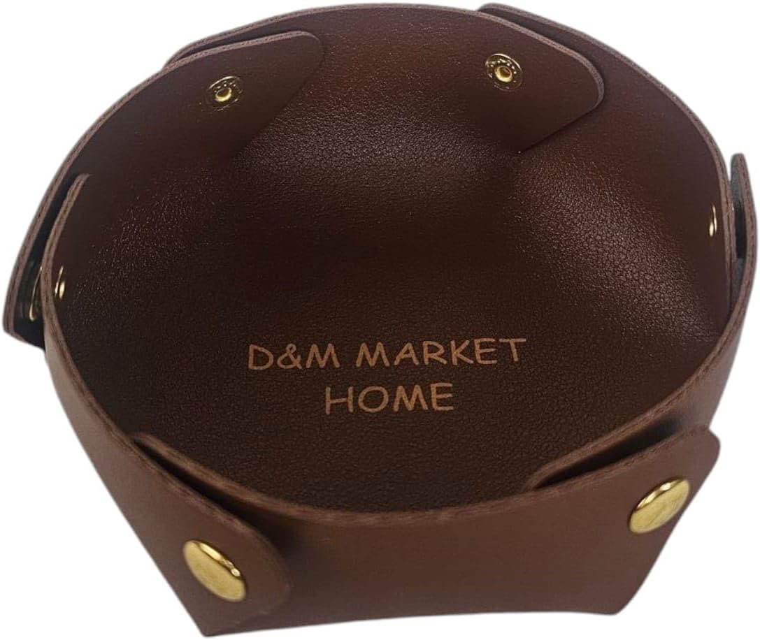 D&M MARKET HOME Leather Valet Tray - Nightstand Catchall Valet Tray Organizer