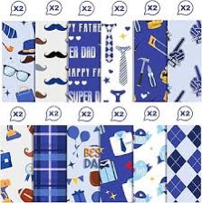 24 Sheets Father's Day Scrapbook Paper 11.8'' x 11.8'' Blue Black Father's Day Pattern Pad Father's Day Double-Sided Scrapbook Paper for Card Making Kit Floral Cardstock Origami DIY