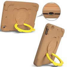 PZOZ iPad mini 6 Kids Case Compatible for iPad mini 6th Generation 8.3 inch 2021, EVA Shockproof Rotate Handle Folding Stand Heavy Duty Protective Cute Cover for Boys Girls (Brown)