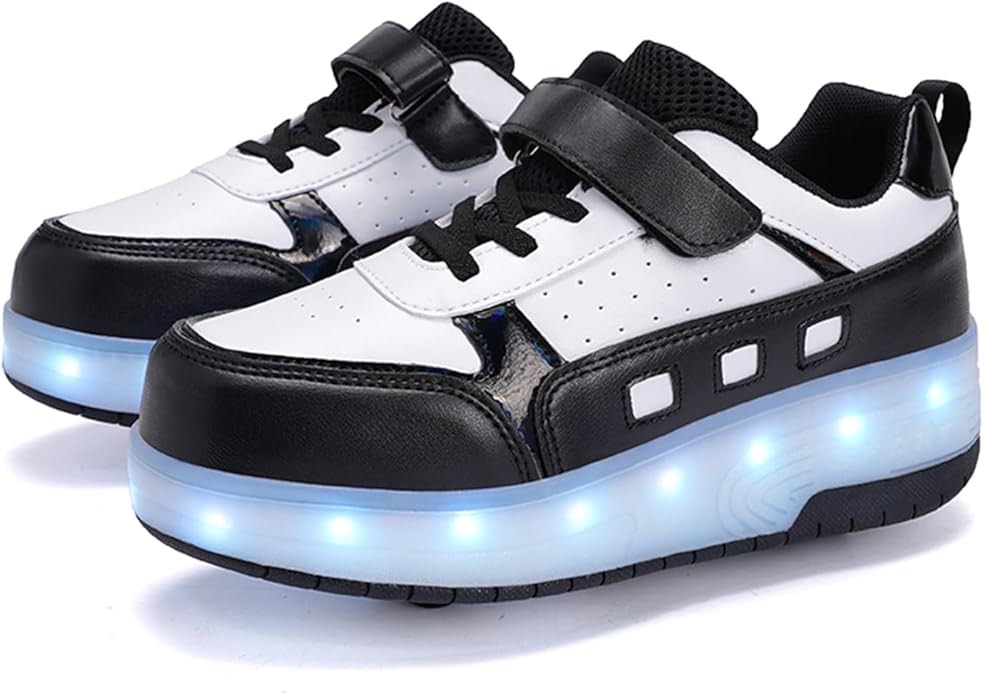 YTFCstep Roller Skate Shoes for Boys and Girls Kids LED Light Up Fashion Sneakers with Rechargeable 