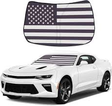 Moricere Upgrade Windshield Sun Shade with USA Flag for Chevrolet Camaro 2016-2024, Foldable Windshi
