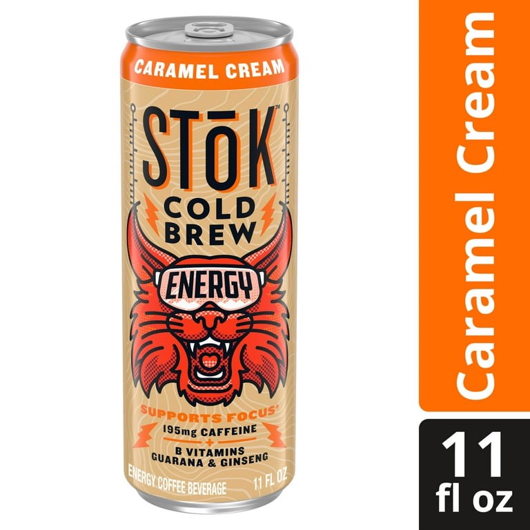 SToK Cold Brew Energy Caramel Cream Energy Coffee Beverage, 11 fl oz (Pack of 12)