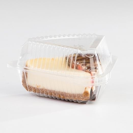 Pactiv Showpie 9" Hinged Small Plastic Pie/Cheesecake/Cake Slice Container - Pack of 25