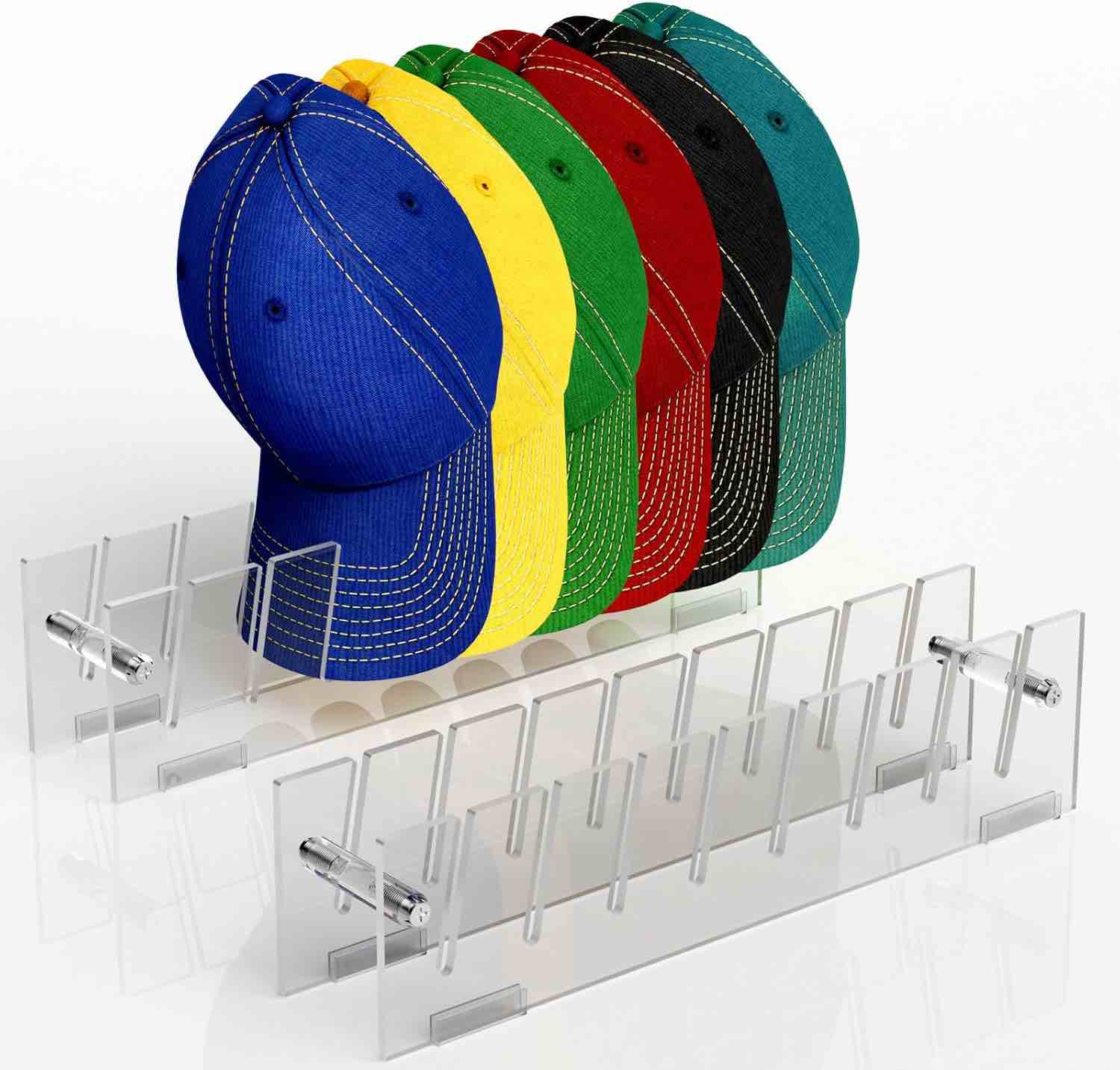 Hat Organizer for Baseball Caps – Magnetic Hat Rack Display for Caps & Glasses, Acrylic Space-Saving