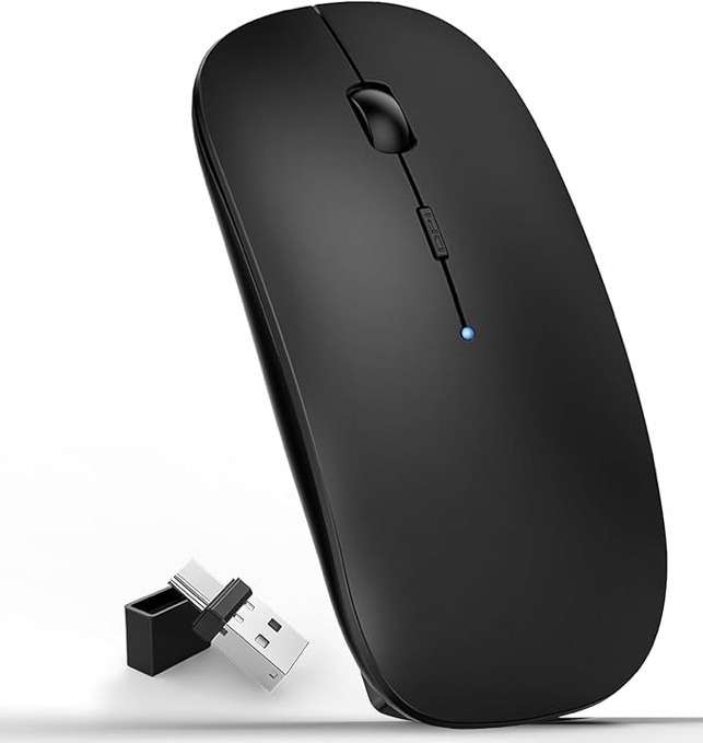 Neises Bluetooth Wireless Mouse for MacBook Air Mac Pro Laptop Computer iPad PC Optical Rechargeable Silent Mouse with Dual Mode Switch Mice Bluetooth 5.2/3.0 and 2.4GHz USB Type-C Receiver