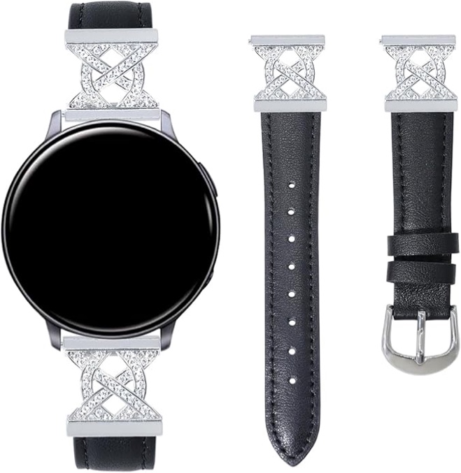 LuReen Leather Band Compatible with Samsung Galaxy Watch 7/6/5/4/Active 2 40mm 44mm/Watch 6 Classic