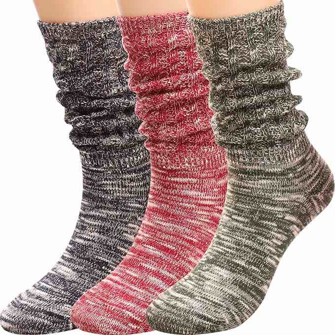 TINTAO 3 Pairs Women Winter Wool Cable Knit Crew Knee High Boot Socks