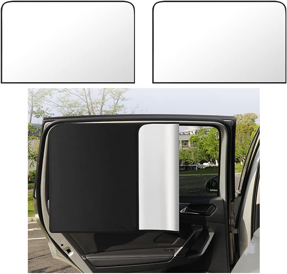2PCS Rear Car Window Shades with Spliced Design,Magnetic and Suction Cup Fixing Car Window Covers Pr