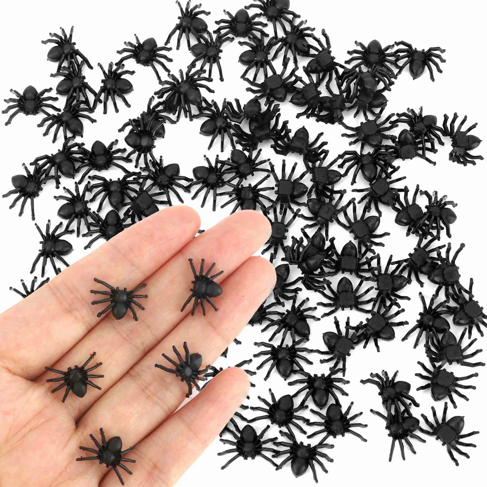 Fake Spiders Halloween Mini Spiders 100Pcs Black Small Fake Spider Realistic Plastic Scary Spiders N