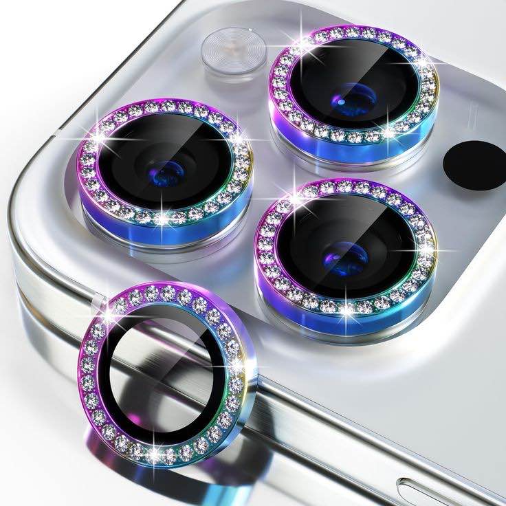 Misea Compatible for iPhone 15 Pro/iPhone 15 Pro Max Camera Lens Protector Bling, 9H Tempered Glass 
