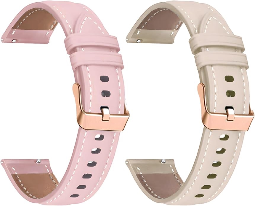 ANKANG 18mm Quick Release Leather Watch Band for Garmin Vivoactive 4s Forerunner 255s 265s Venu 3s S