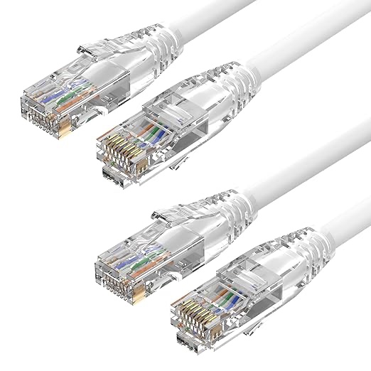4FT Cat6 Patch Cables 2 Pack, Solid Pure Copper Patch Cord, Cat 6 Ethernet Cables, UTP Network, High Speed RJ45 Internet Cable, Compatible for PC, PS3/4/5, Xbox, Routers, Switches, Servers - White