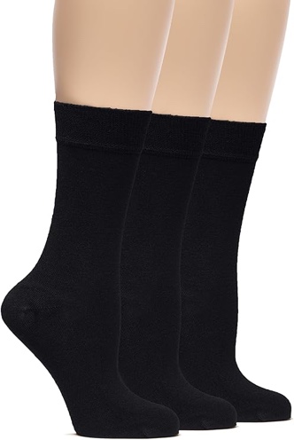 Hugh Ugoli Womens Rayon Derived from Bamboo Dress Socks, Extremely Soft, Thin, Crew Socks for Business Trouser Casual