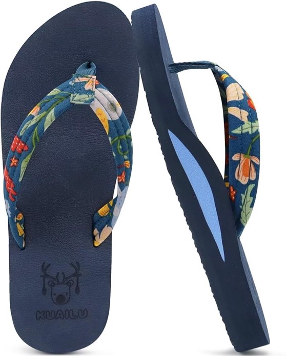 (Size-8.5) KuaiLu Womens Arch Support Flip Flops Ladies Comfort Lightweight Soft Yoga Mat Cushion Walking Thong Sandals