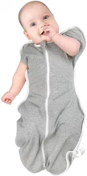 Acunda Baby Sleep Sack with Swaddle Transition | Reduces Startle Reflex for Better Sleep | Newborn to 6 Months | 5-14 lbs (Gray, Small)