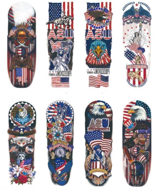 8 Sets of Color Temporary Tattoos for Men Arm Tattoos Skeleton Eagles Statue of Liberty Western Cowboys American Flag Tattoos Stickers Paris Olympics Labor Day Halloween Adult Stickers
