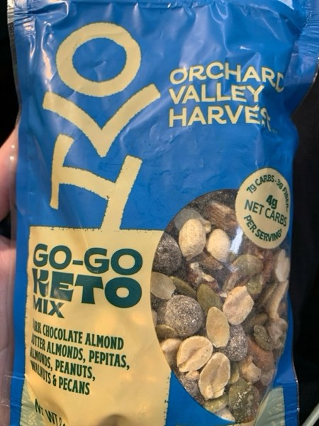 Condition photo showing Good Condition for Orchard Valley Harvest Go Go Keto Mix, 8 oz (Pack of 1) — Dark Chocolate Almond Butter Almonds, Pepitas, Almonds, Peanuts, Walnuts, and Pecans. Low Carb, Gluten Free, Non GMO, On The Go Snack (BEST BY: 10/22/25)