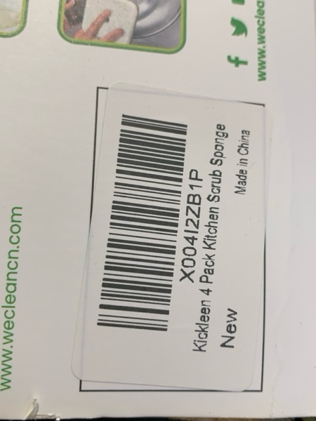 Condition photo showing New/Like New for 4 Pack Kickleen Natural Kitchen Scrub Sponge with Suction Hanger Biodegradable Compostable Cellulose and Coconut Non-Scratch Sponge, Eco Friendly Sponges for for Kitchen, Bathroom, Household