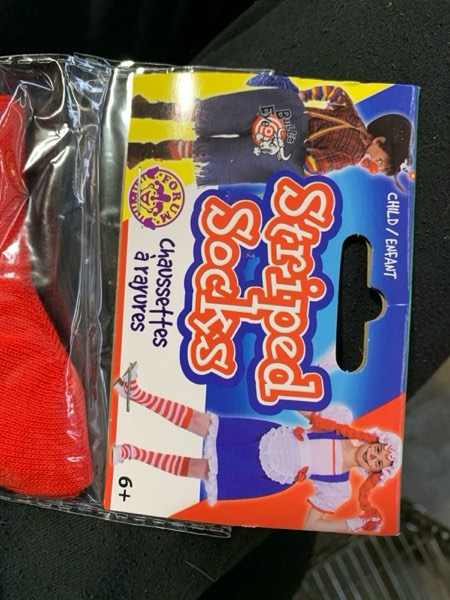 Condition photo showing New/Like New for Rubies Unisex Child Novelty Candy Cane Striped Christmas Socks Costume Footwear for Themed Parties and Halloween, As Shown, One Size US