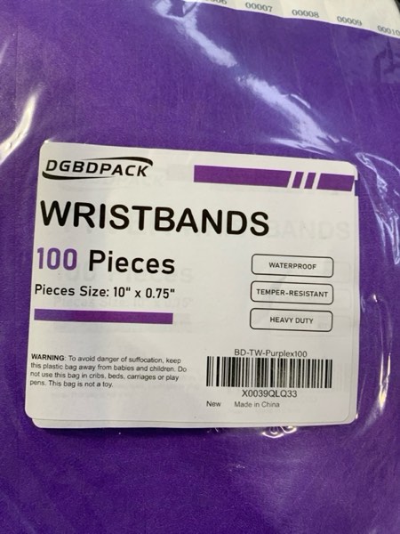 Condition photo showing New/Like New for 100 Pcs Wristbands, 1-100 Consecutive Numbers Waterproof Tearproof and Printable Wrist Straps Admission Bracelets Tickets (Purple)