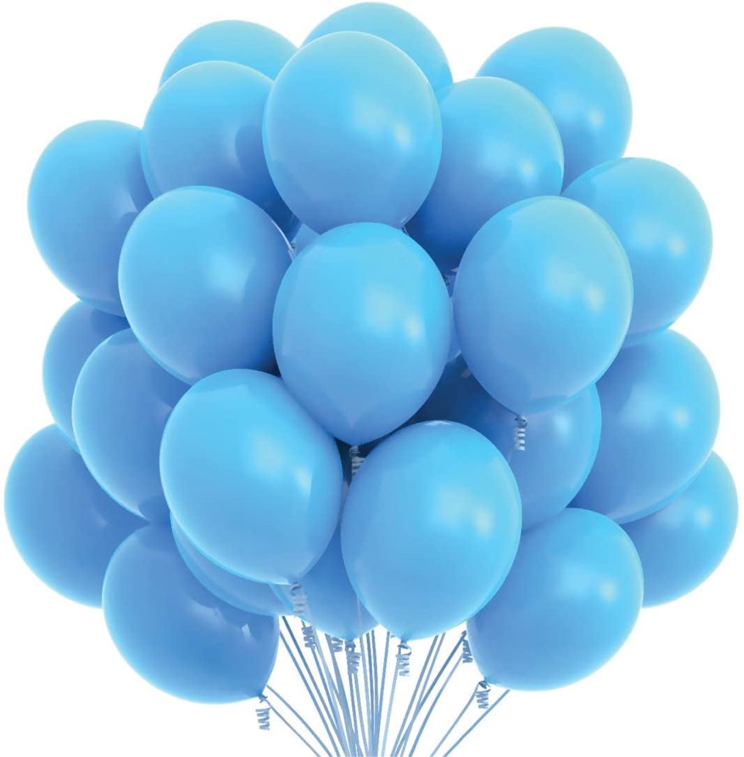 Light Blue Party Balloons 12 Inch Light Blue Balloons with Matching Color Ribbon for Light Blue Theme Party Decoration, Baby Shower, Birthday Parties Supplies or Arch Décor